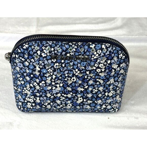 Michael Kors Large Navy Blue Floral Travel Jet Set Carry All Tote Bag - Picture 11 of 15